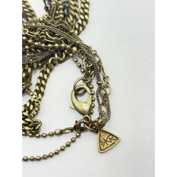 Silpada Layered Brass Necklace With Faceted Black Stone Pendant - Picture 3 of 5